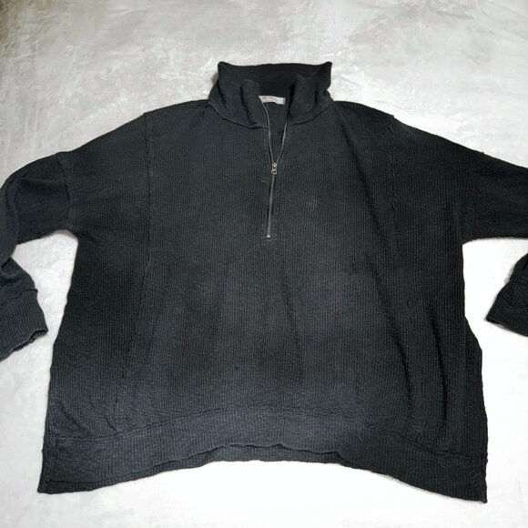 Women's We the Free Black Thermal 1/2 Zip Long Sleeves Sweater Size Medium - Picture 1 of 7